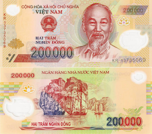 Vietnamese Dong 200K Note Circulated